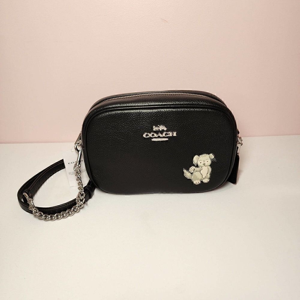 NWT Coach CC791 Jamie Camera Bag With Happy Dog in Refine Pebble Leather Black